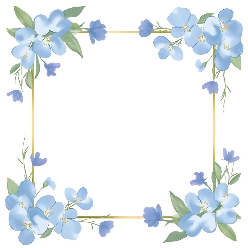 Rectangle Blue Floral Flower Spring Nature Decor photo