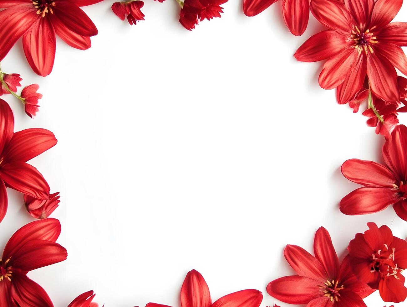 Red Floral Flower Spring Nature Decor Border photo