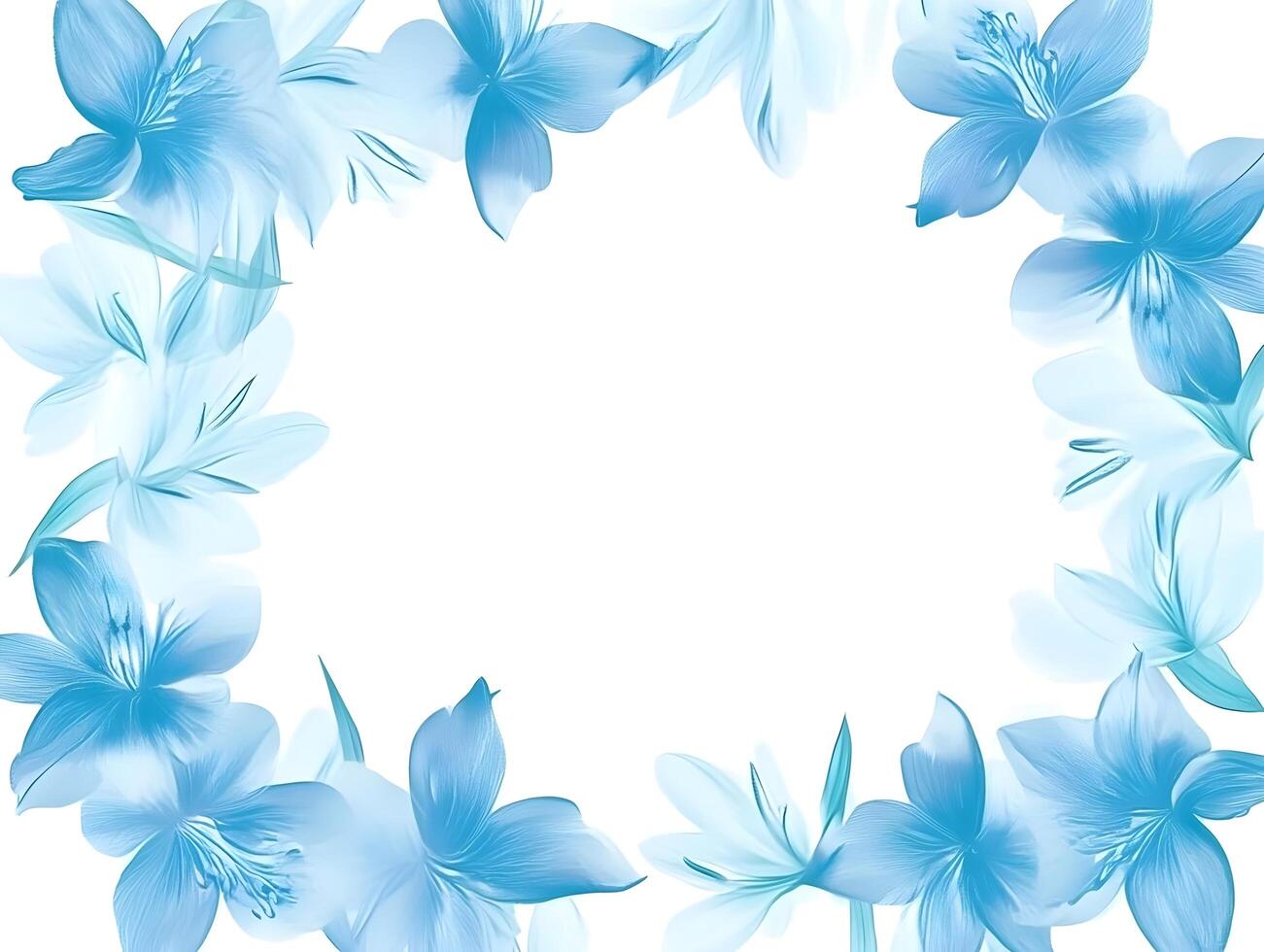 Blue Floral Flower Spring Nature Decor Border white background photo