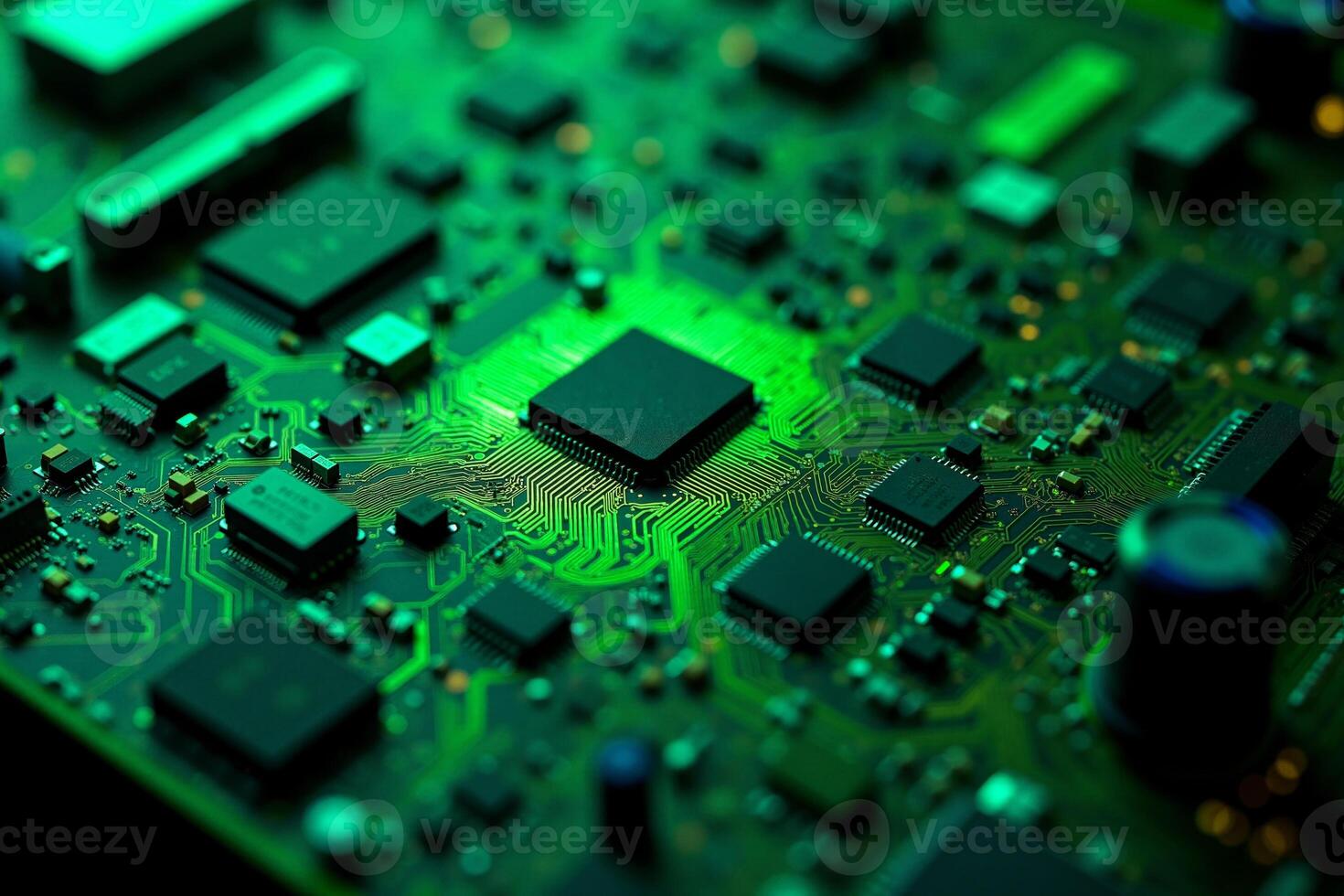 abstract futuristic of circuit board and processor computer photo