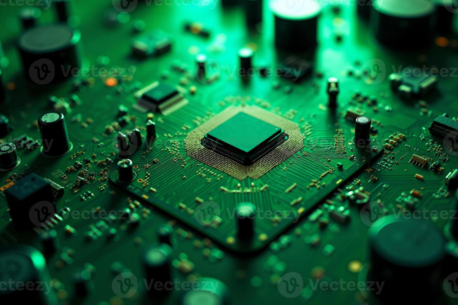abstract futuristic of circuit board and processor computer photo