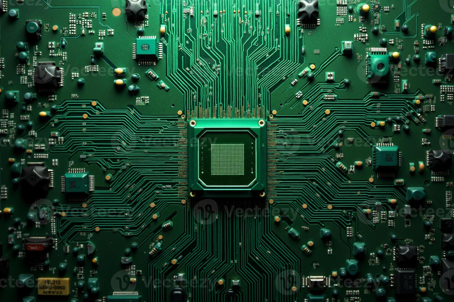 abstract futuristic of circuit board and processor computer, photo