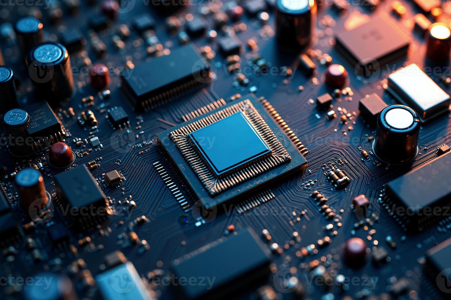 abstract futuristic of circuit board and processor computer, photo