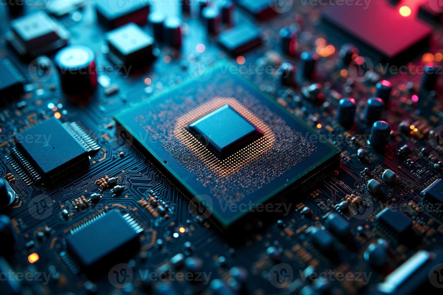 abstract futuristic of circuit board and processor computer, photo