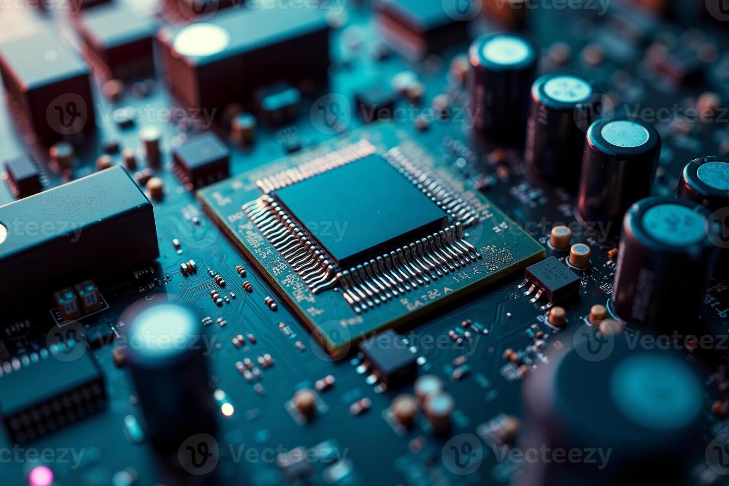 abstract futuristic of circuit board and processor computer, photo