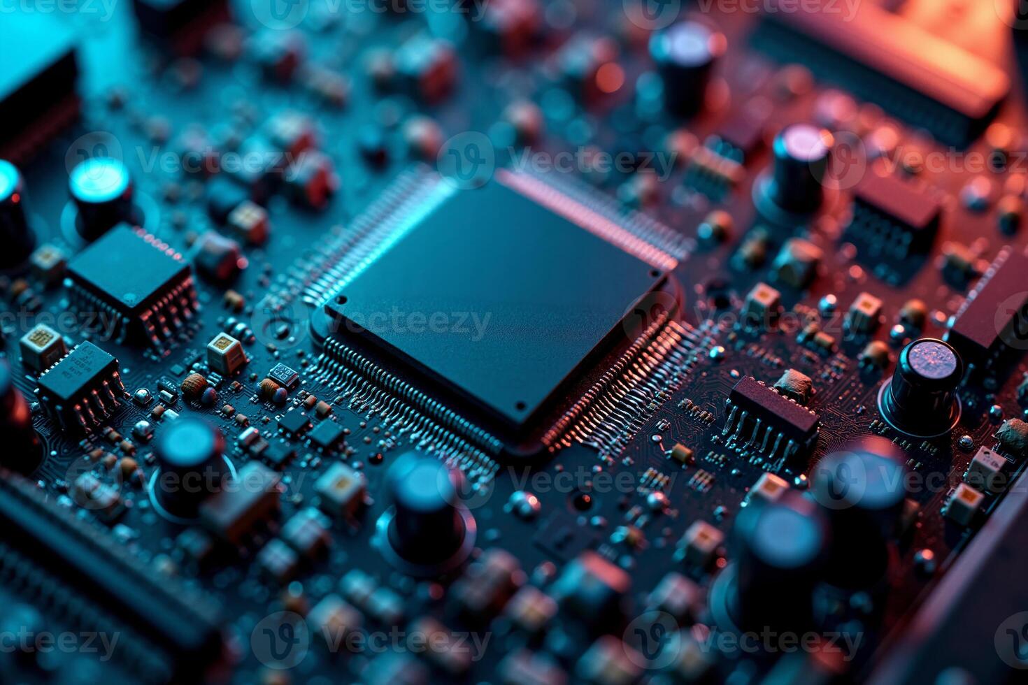 abstract futuristic of circuit board and processor computer photo