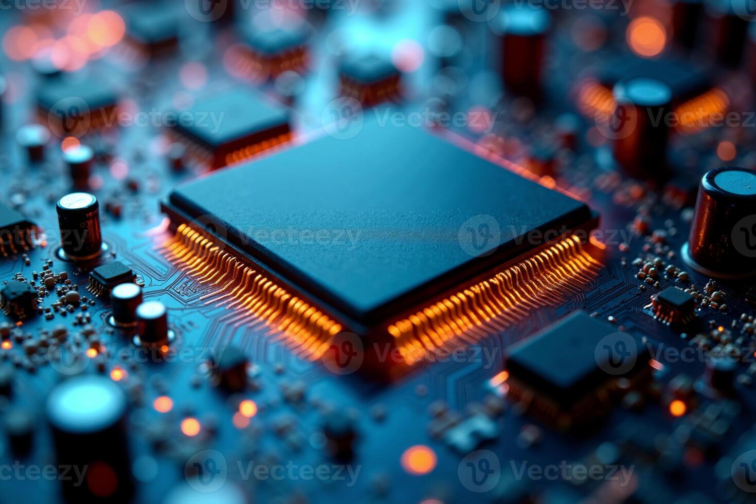 abstract futuristic of circuit board and processor computer, photo