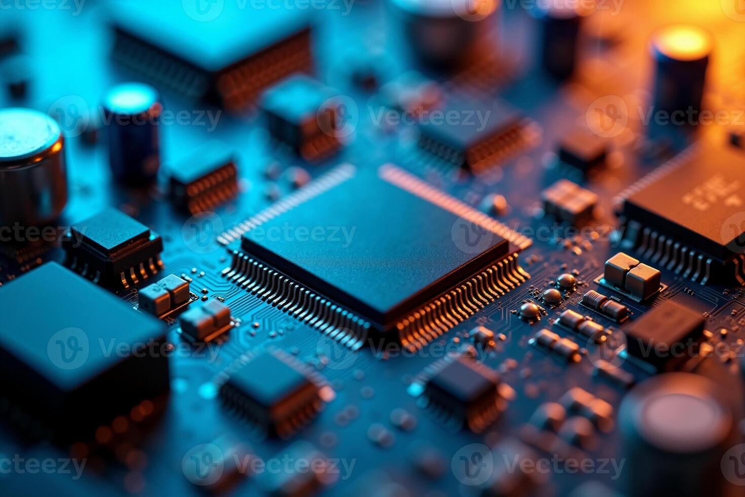 abstract futuristic of circuit board and processor computer, photo