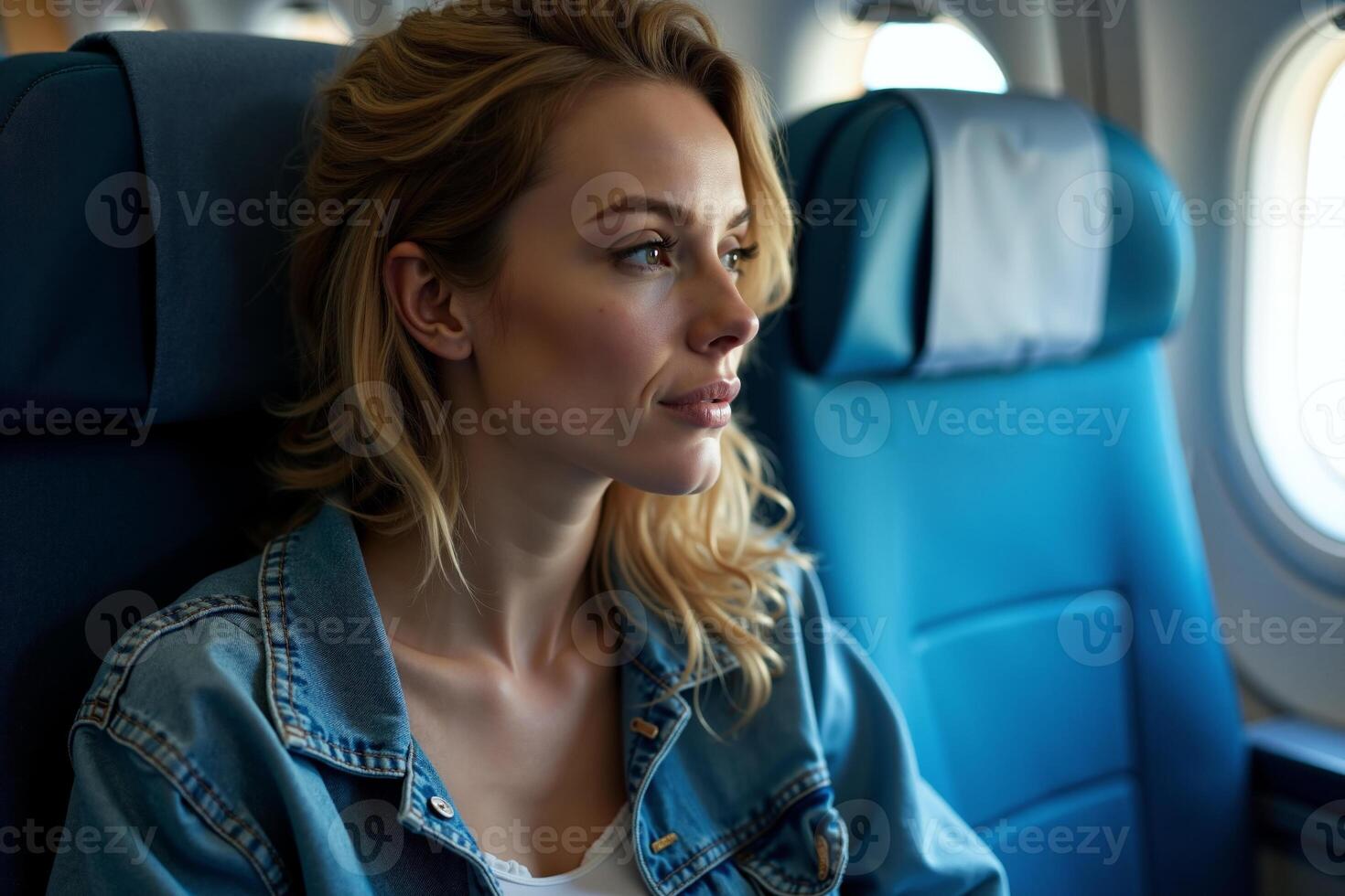 person sitting relax with window plane in background photo