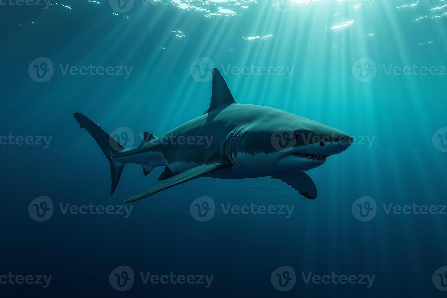 shark in deep dark sea ocean photo