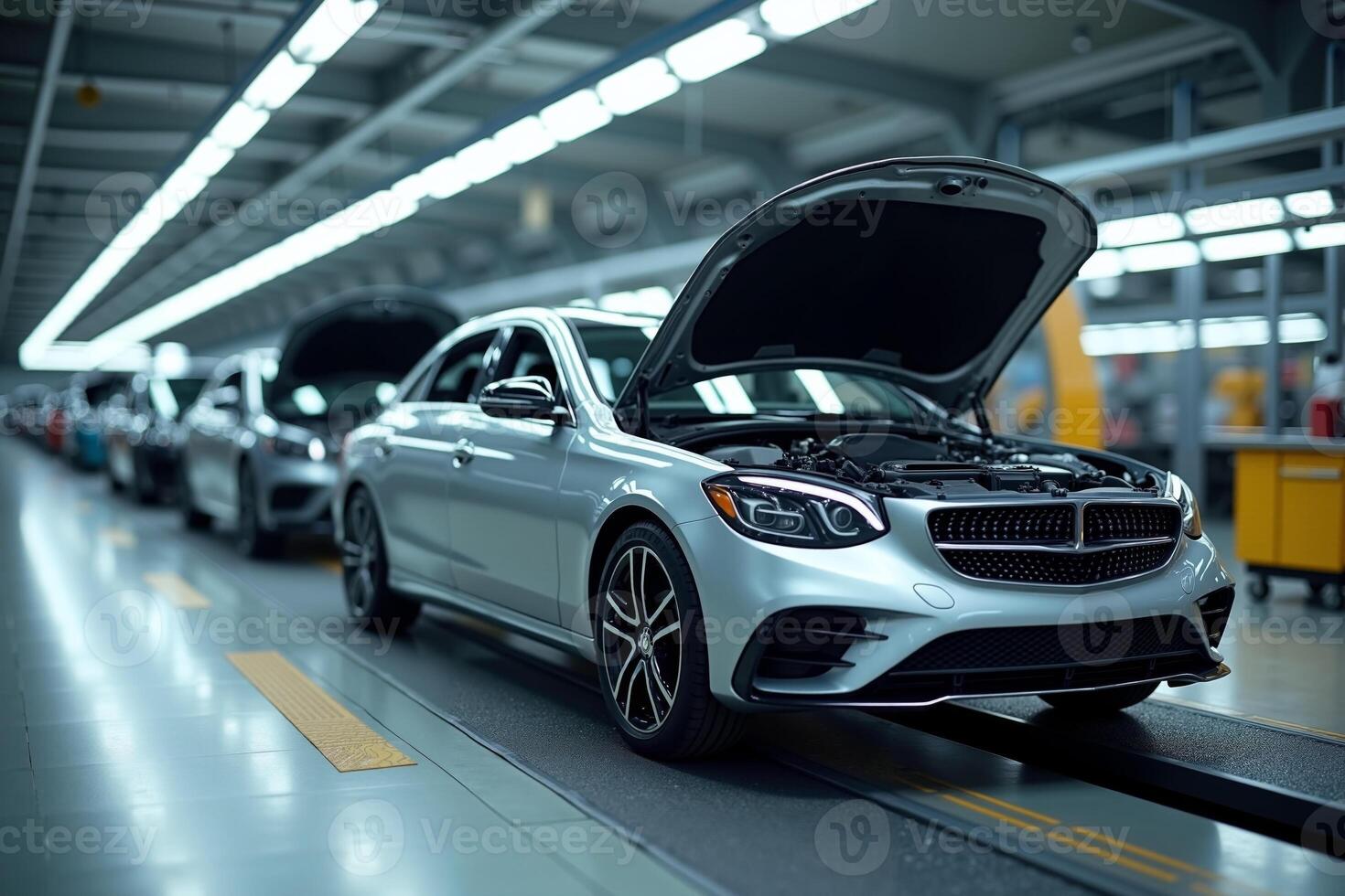 car manufacturing line production in factory photo