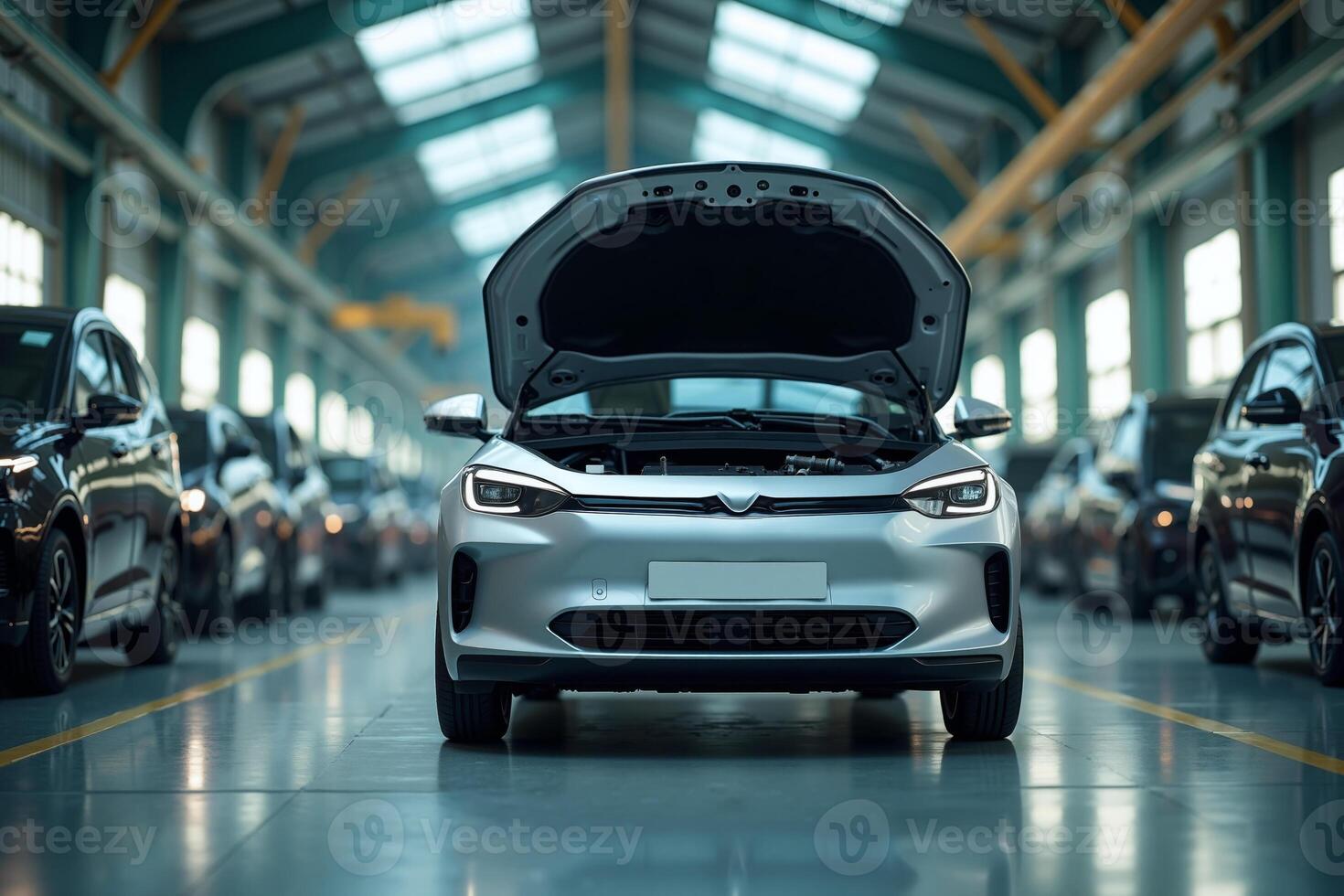 car manufacturing line production in factory photo
