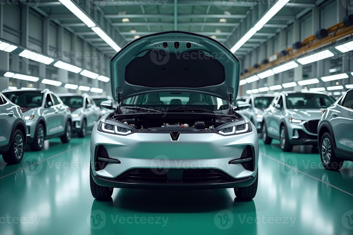 car manufacturing line production in factory photo