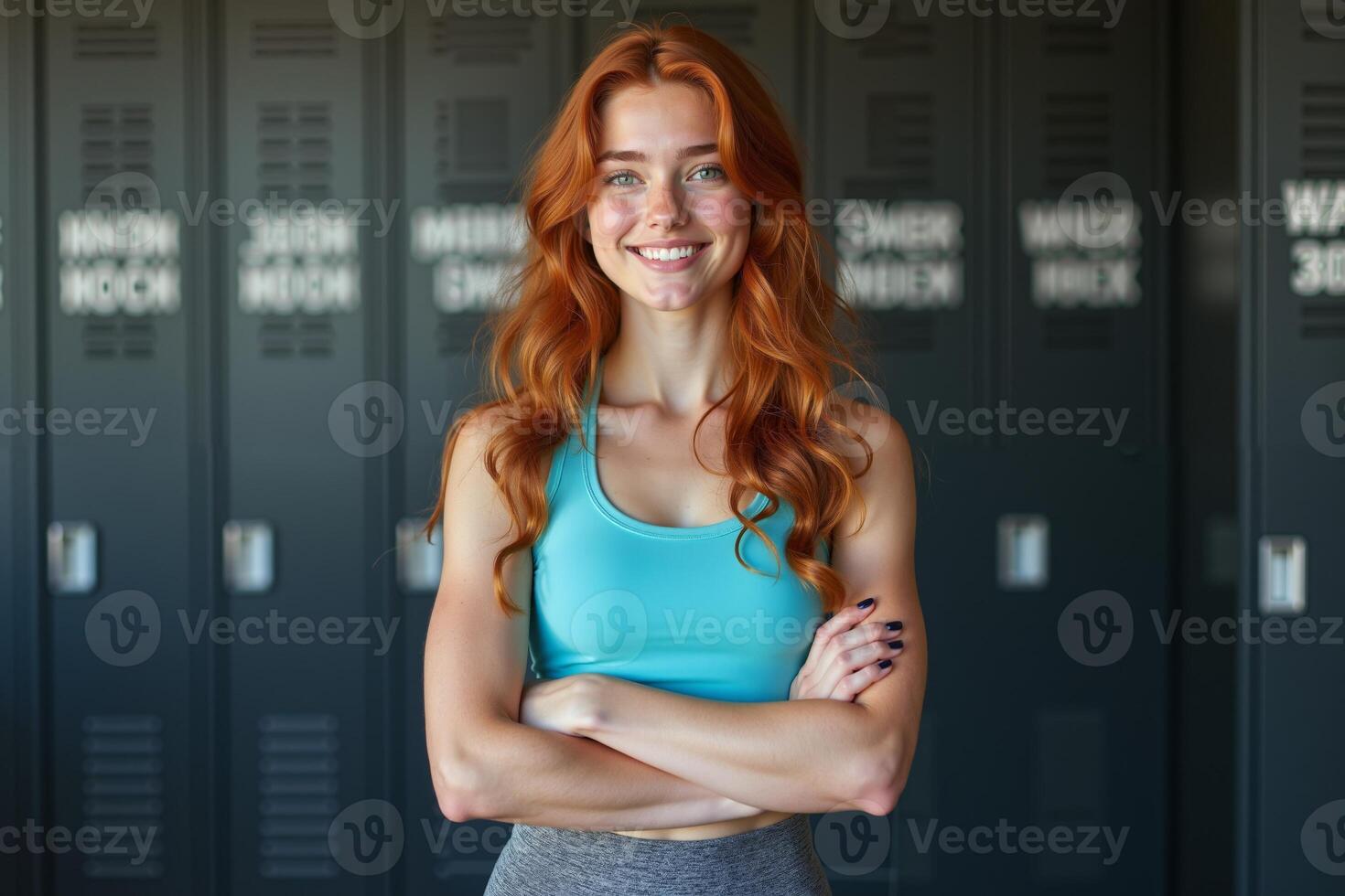 person in sport style outfit standing at gym, photo