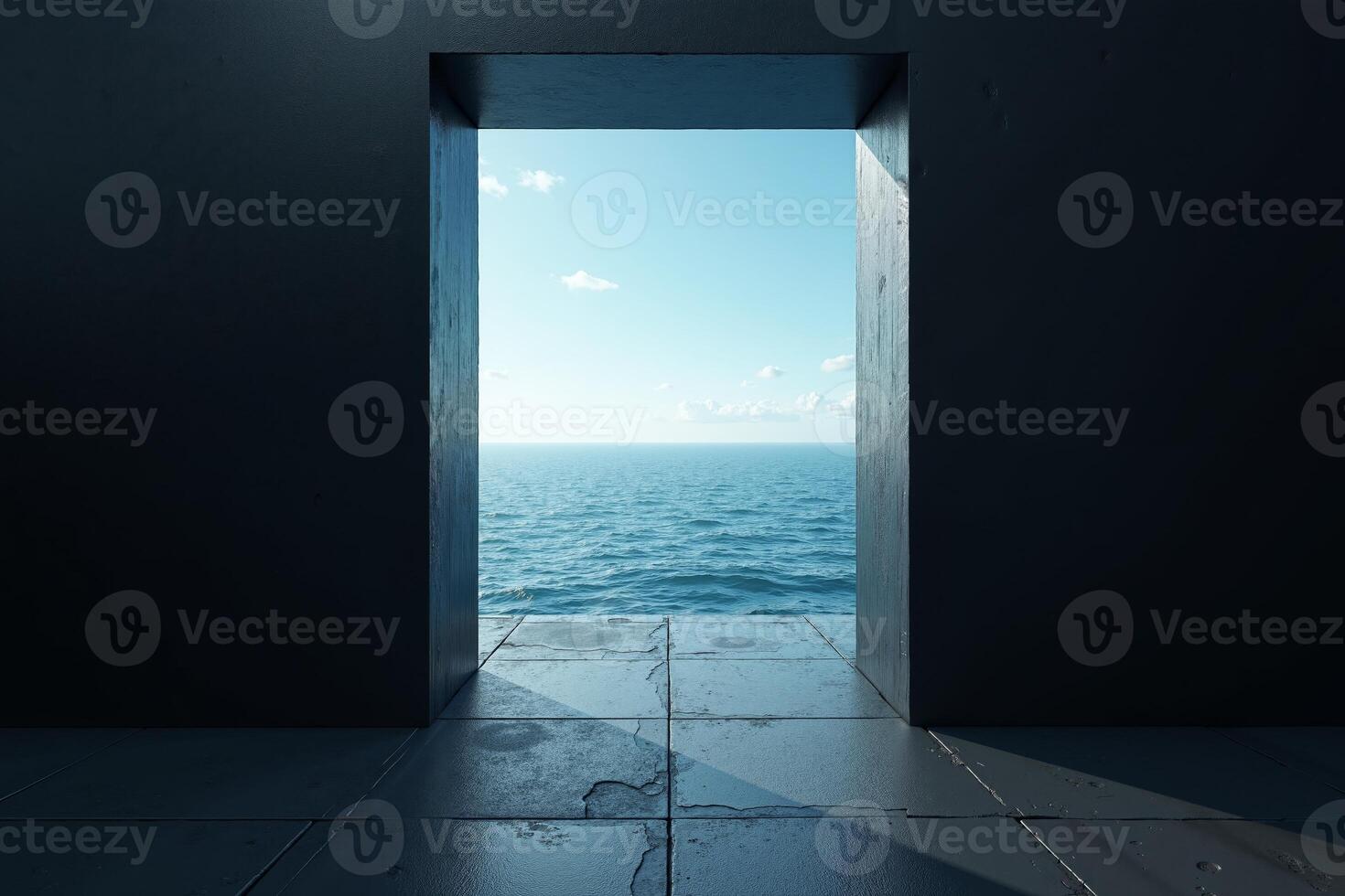 small peek view through door with epic nature view, photo