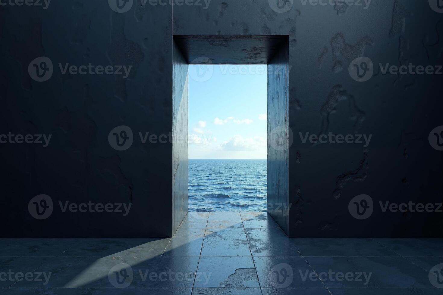 small peek view through door with epic nature view, photo