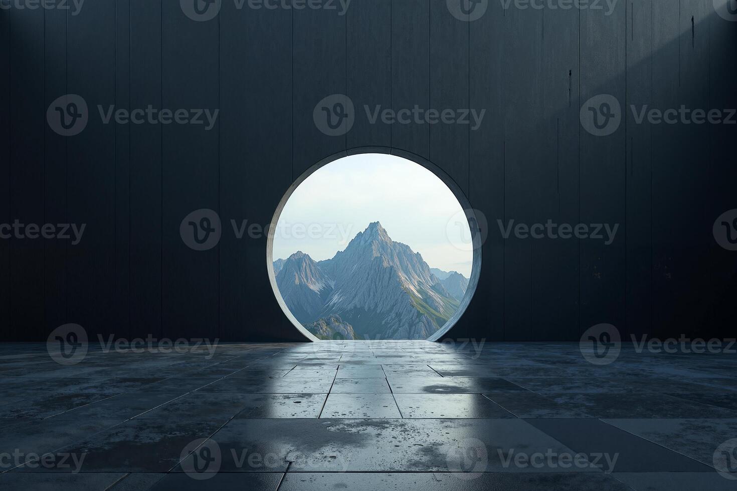small peek view through door with epic nature view, photo
