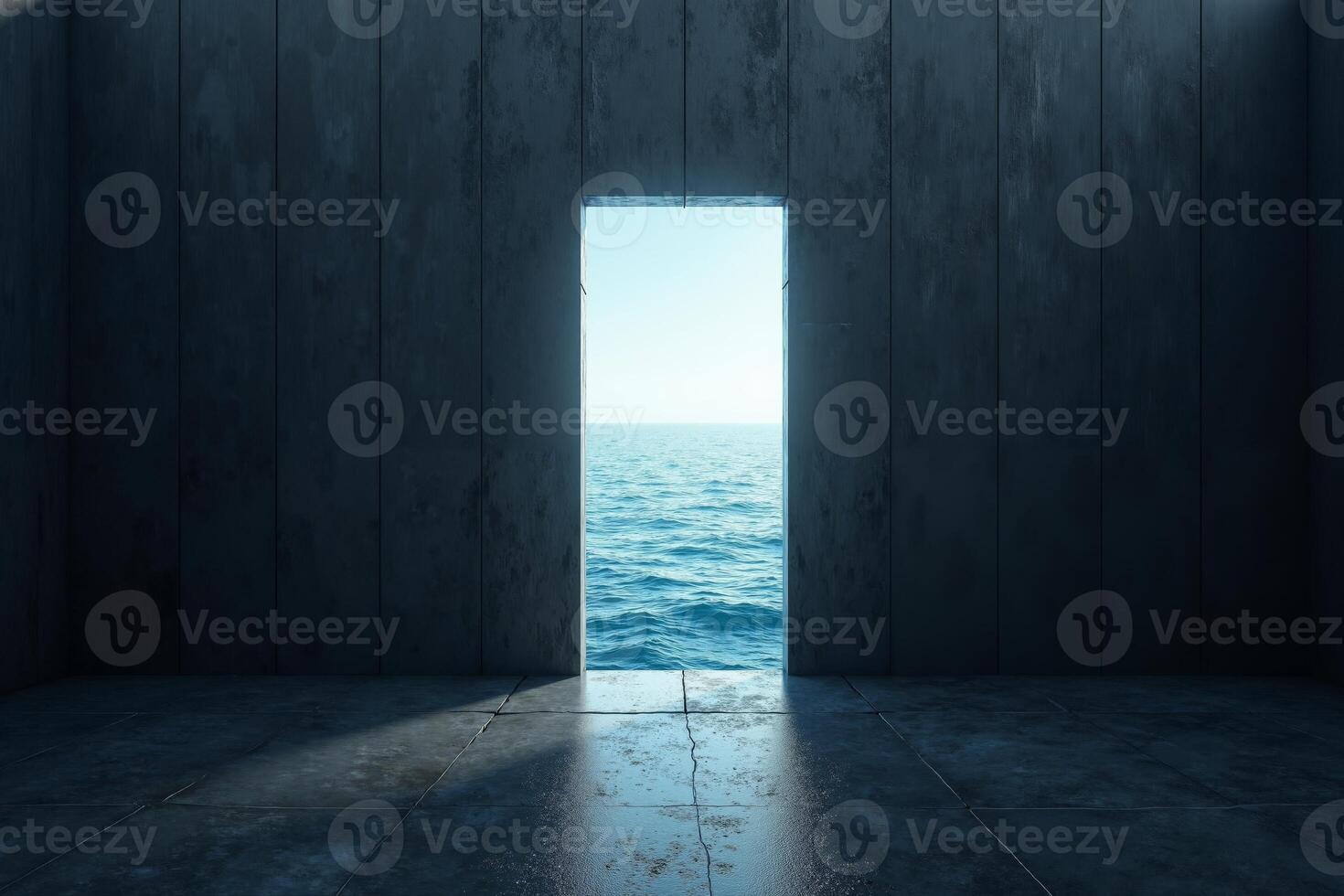 small peek view through door with epic nature view, photo