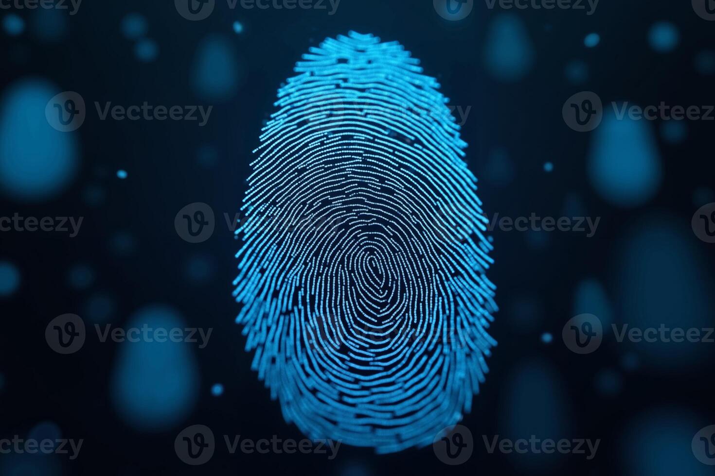 futuristic close up view of blue fingerprint on black background , photo