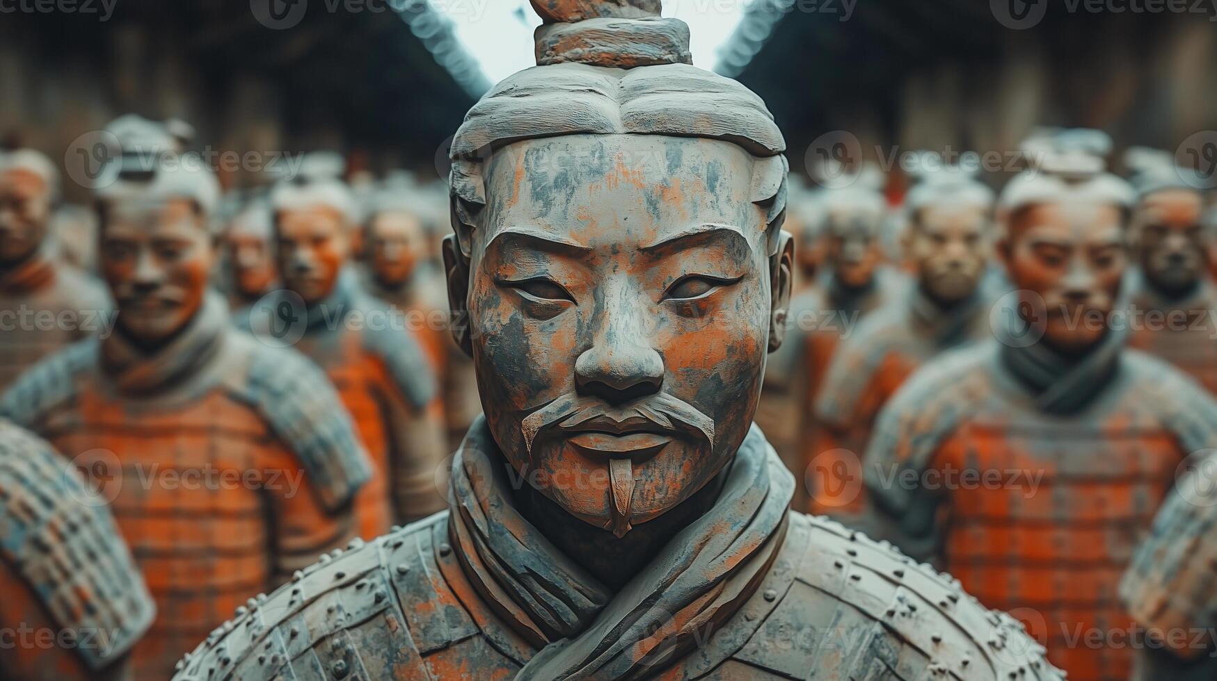 Surreal composition of the Terracotta Army coming to life photo