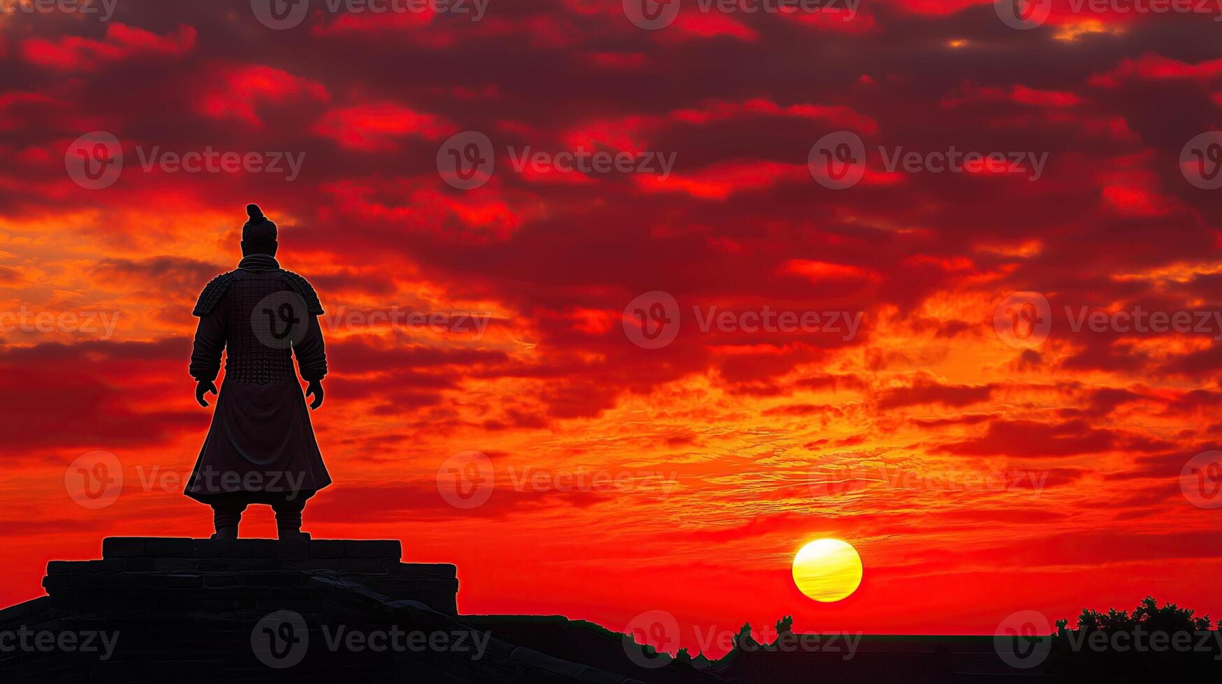 Sunrise over the Mausoleum of Emperor Qin terracotta army photo