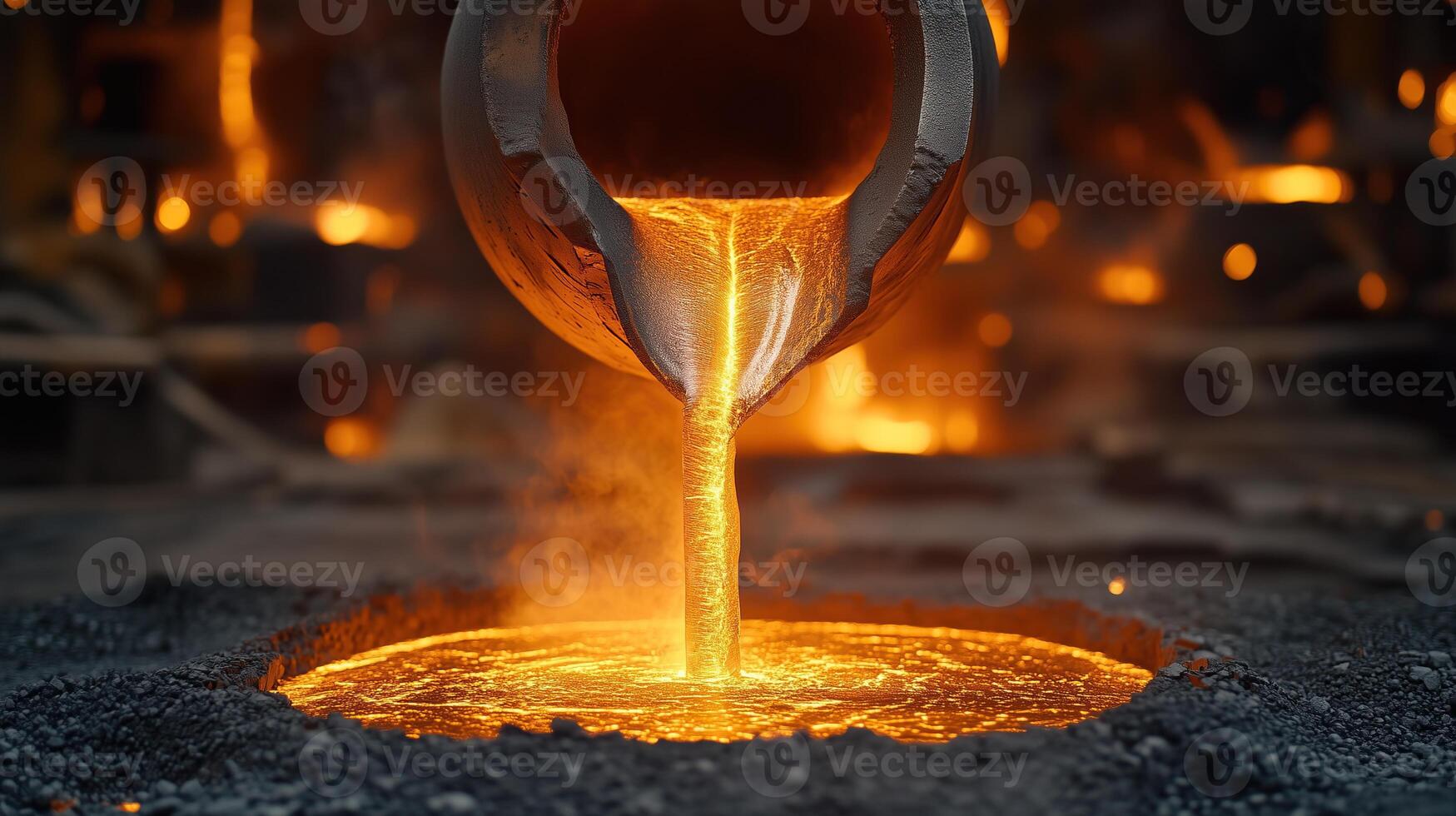 Metal smelting, liquid metal, liquid metal casting, high temperatures. photo