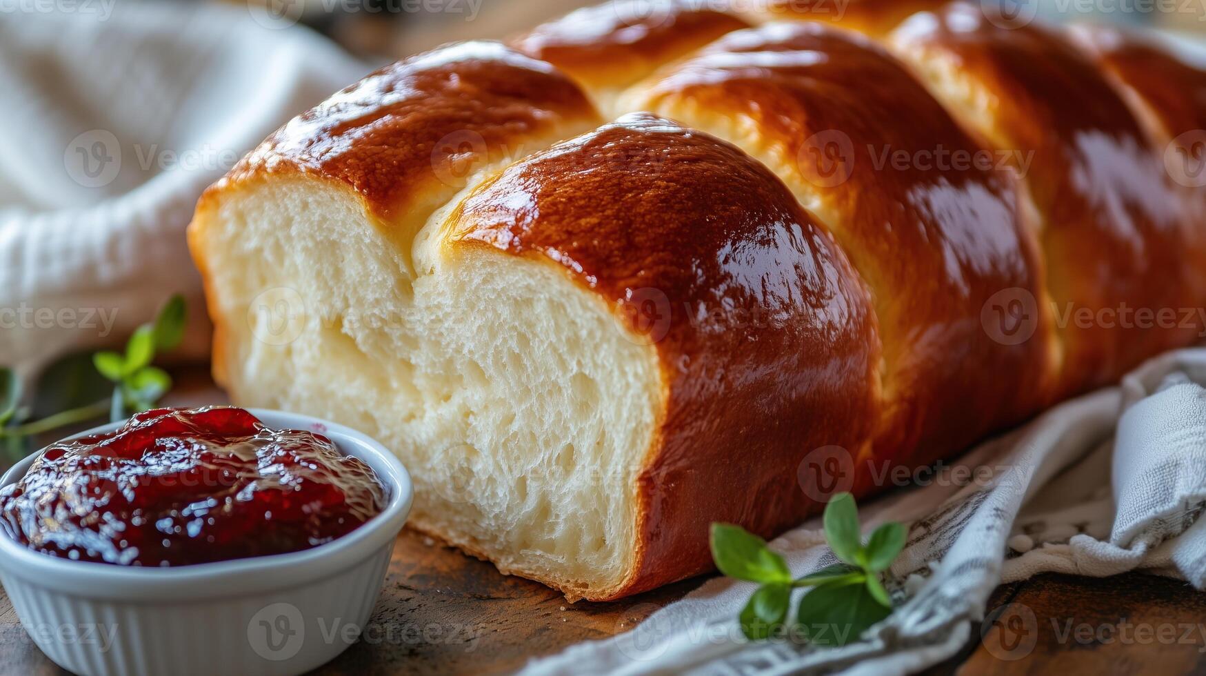Brioche A loaf of buttery, soft brioche with a shiny golden top photo