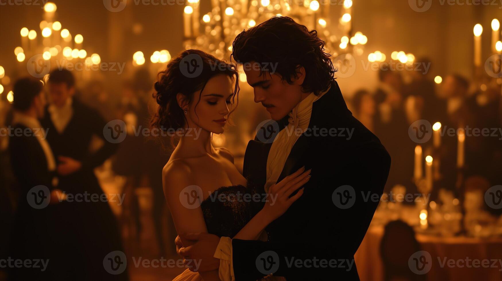 Victorian elegance unfolds as Dracula dances with a mysterious figure photo