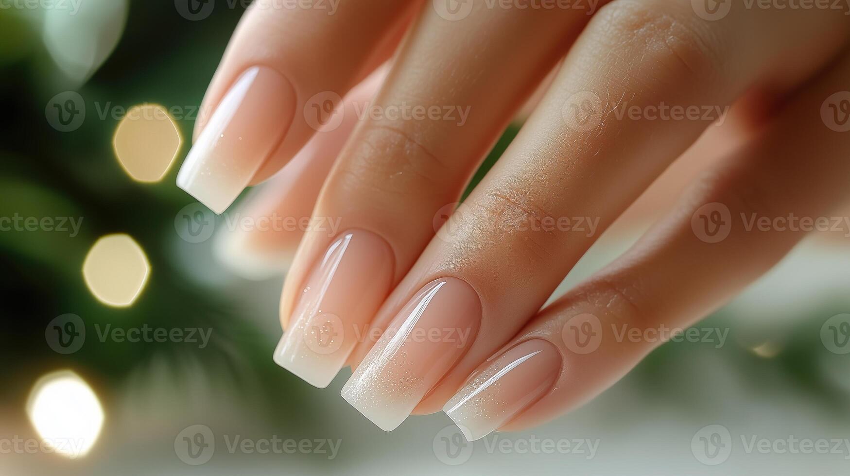 A woman's hand with a manicured nail photo