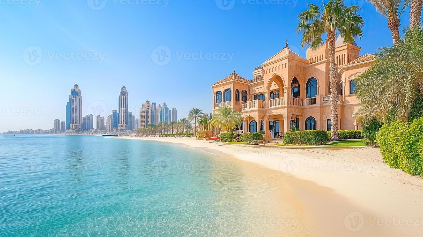 Dubai luxury villas real estate on The Palm Jumeirah artificial island photo
