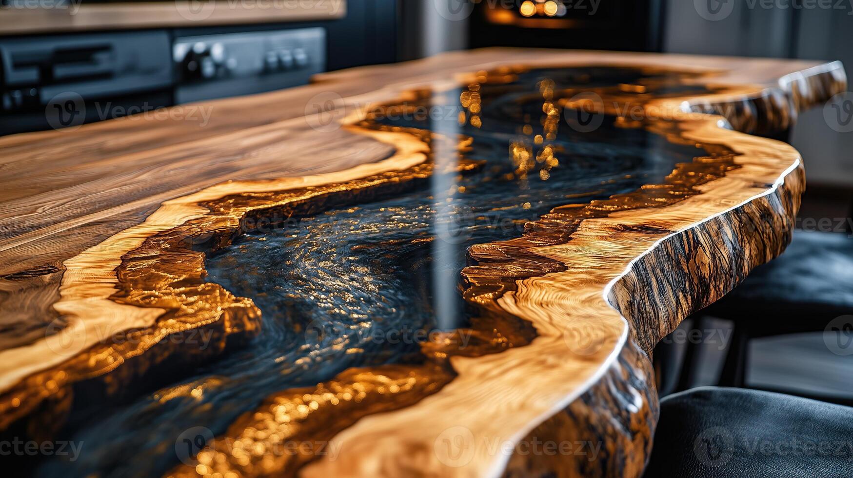 Expensive vintage furniture The table is covered with epoxy resin photo