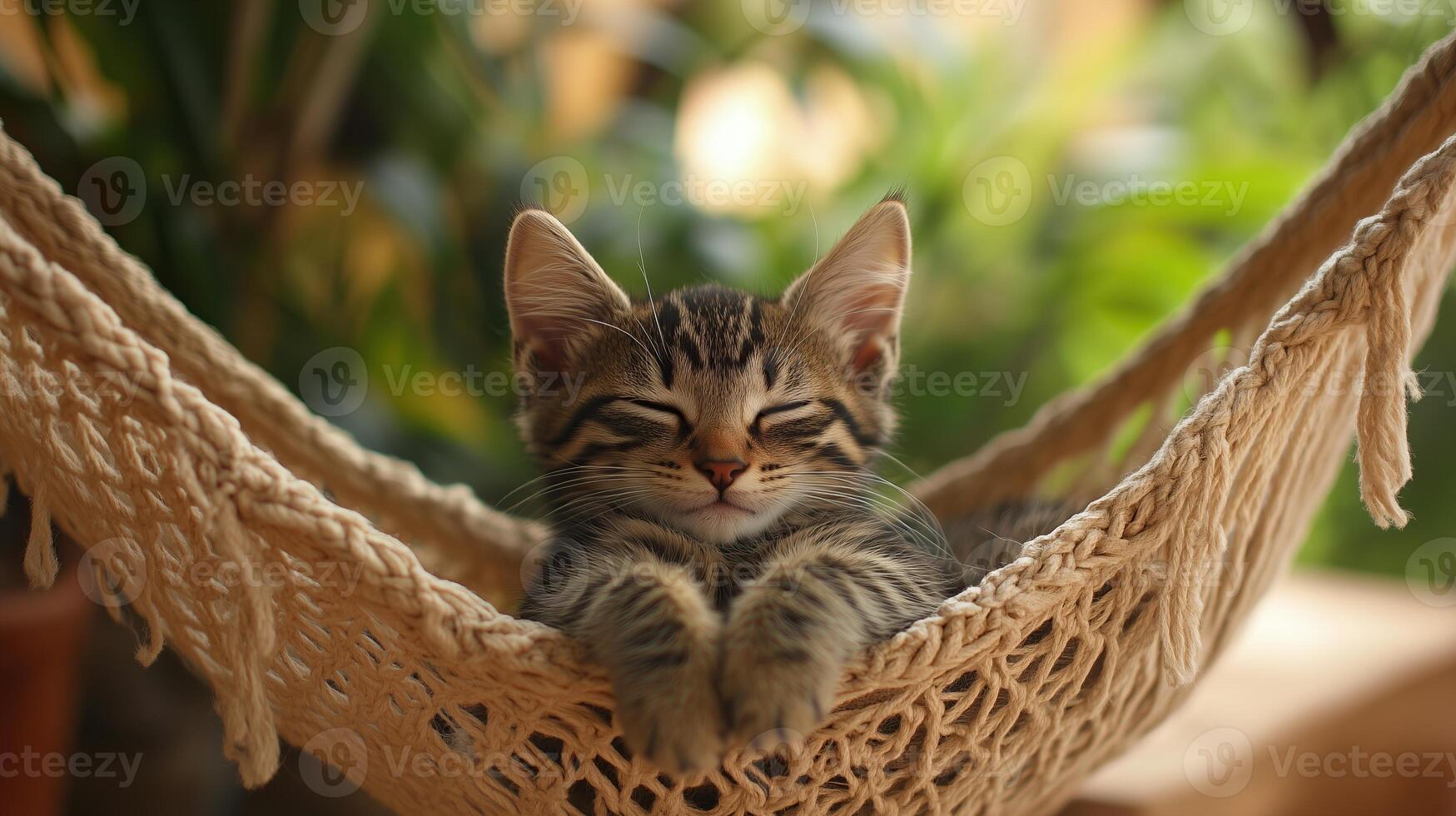 Kitten chilling in hamock, cat wallpaper photo