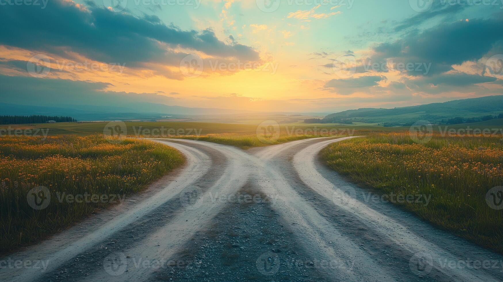 concept of decision making at the crossroads. life path. photo