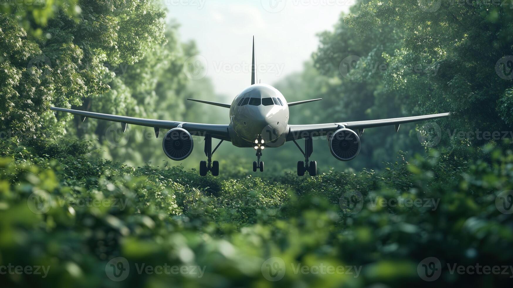 sustainable aviation fuel concept. flight without emissions. photo