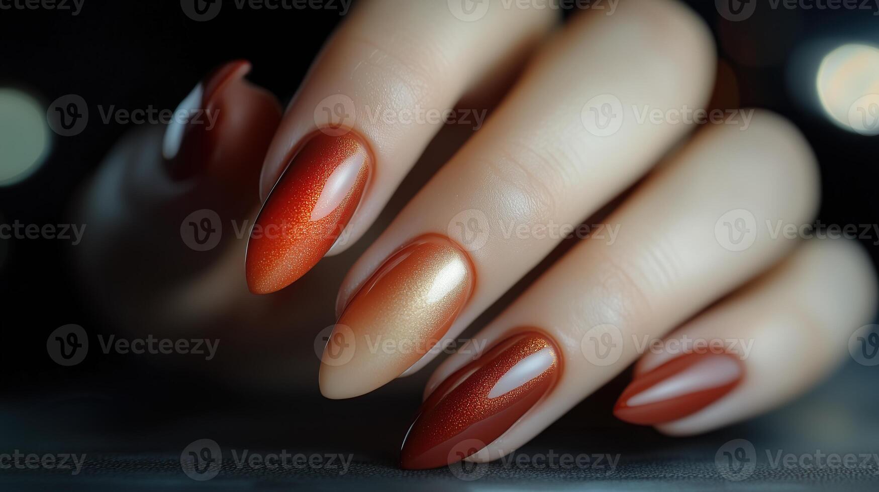 hands with manicure in terracotta tones photo