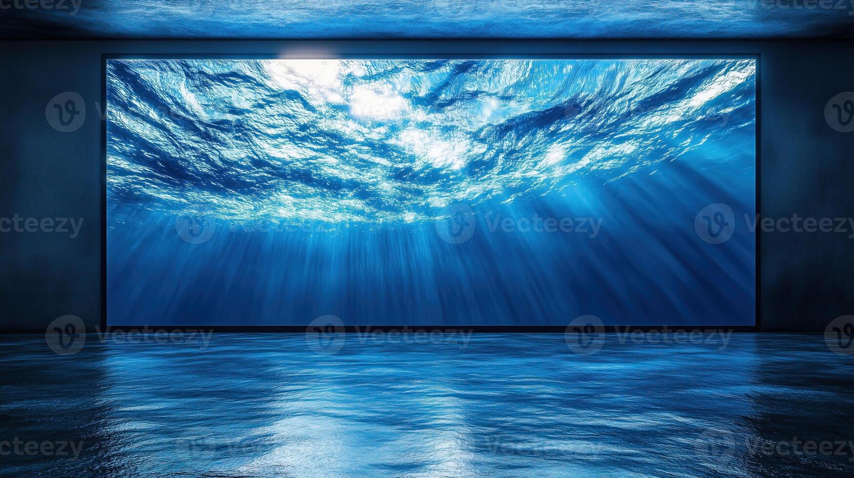 Abstract Ocean Scene on Digital Display with Water Reflection photo