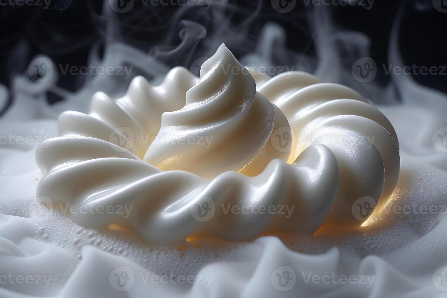 Artistic Swirls of Cream with Misty Ambiance for Culinary and Design Inspiration photo