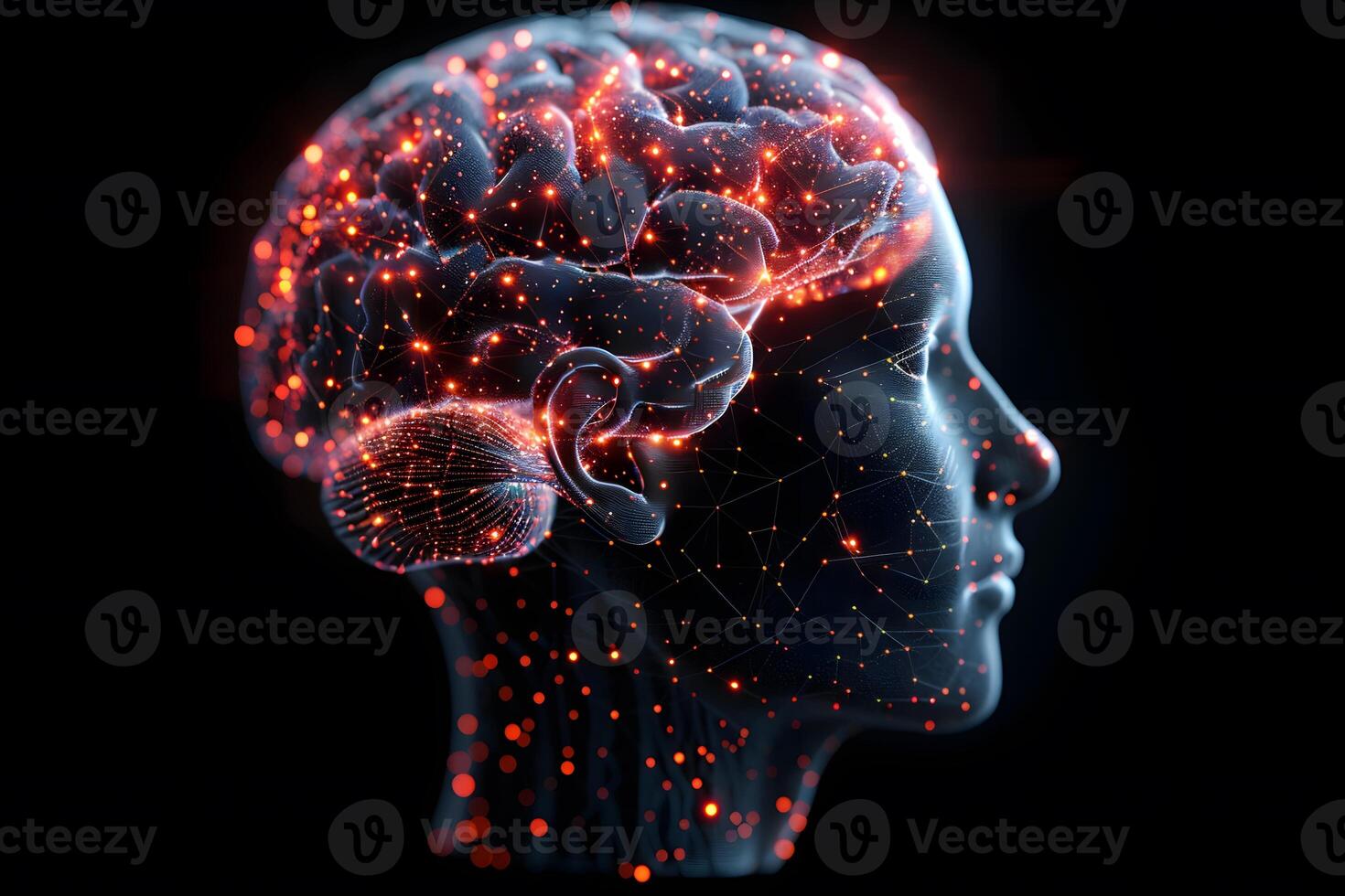 Futuristic Digital Brain with Neural Networks and Glowing Connections for Artificial Intelligence Concept photo