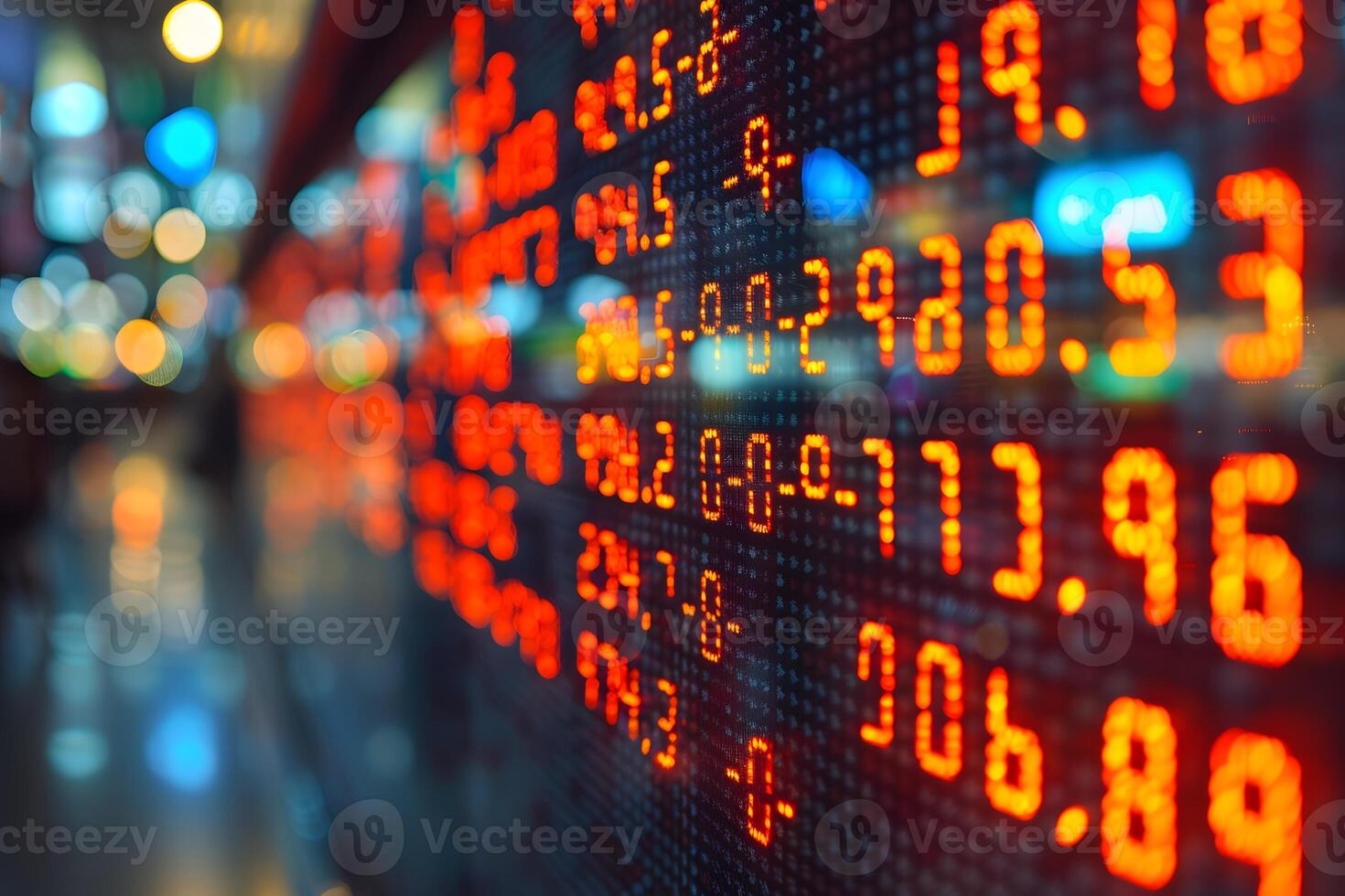 Financial Market Data Digital Display with Blurred Background for Investment Analysis photo