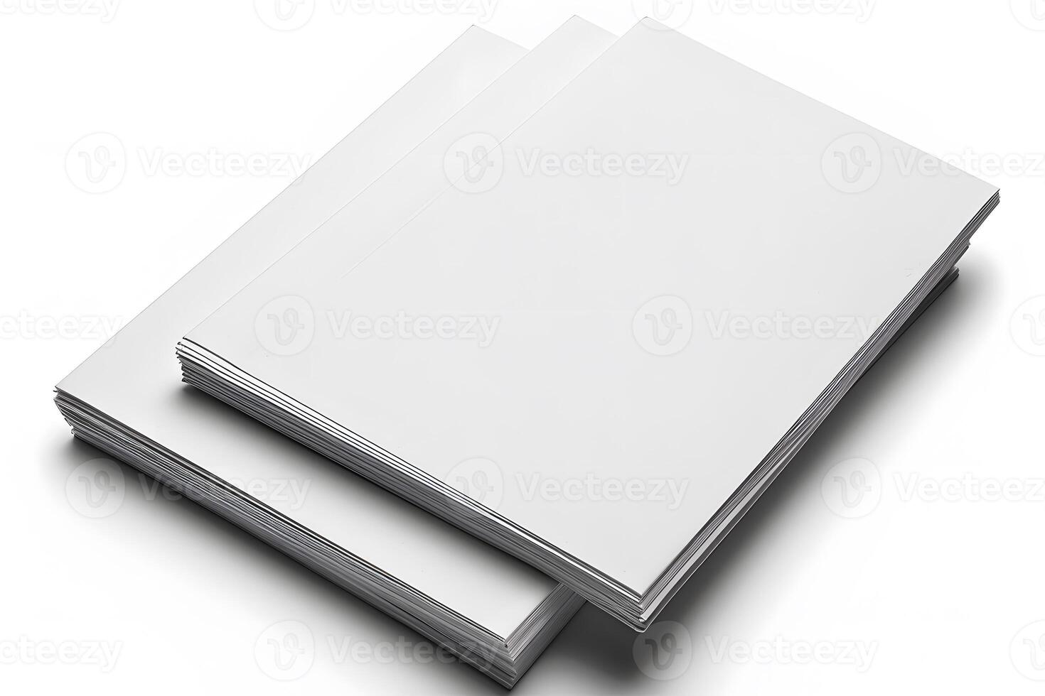 Stack of Blank White Paper Sheets for Office Supply and Printing Projects photo