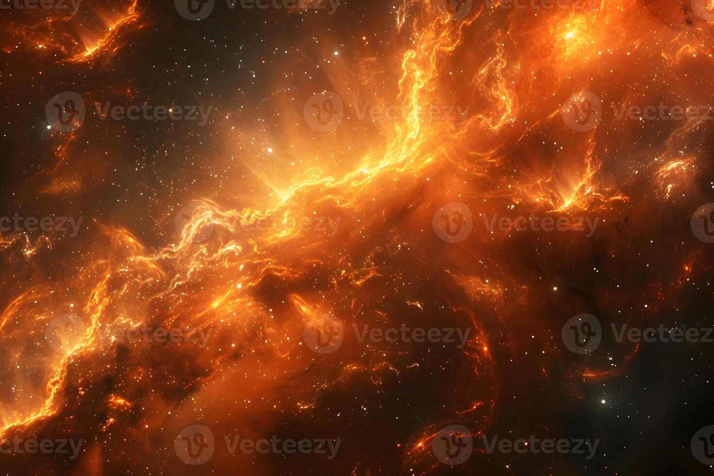 Vibrant Stellar Phenomenon in Deep Space with Fiery Nebula and Stars photo
