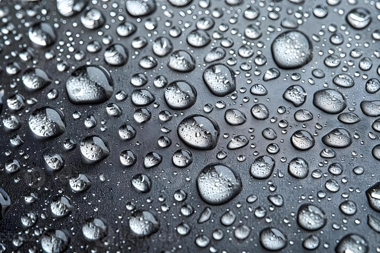 Close-Up Water Droplets on Smooth Metallic Surface for Texture Design photo
