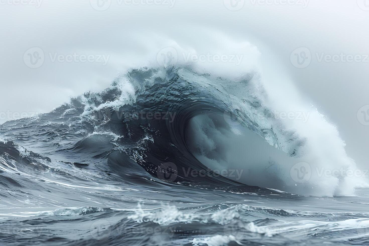 Majestic Ocean Wave in Stormy Sea Scenery for Nautical Art and Coastal Decor photo