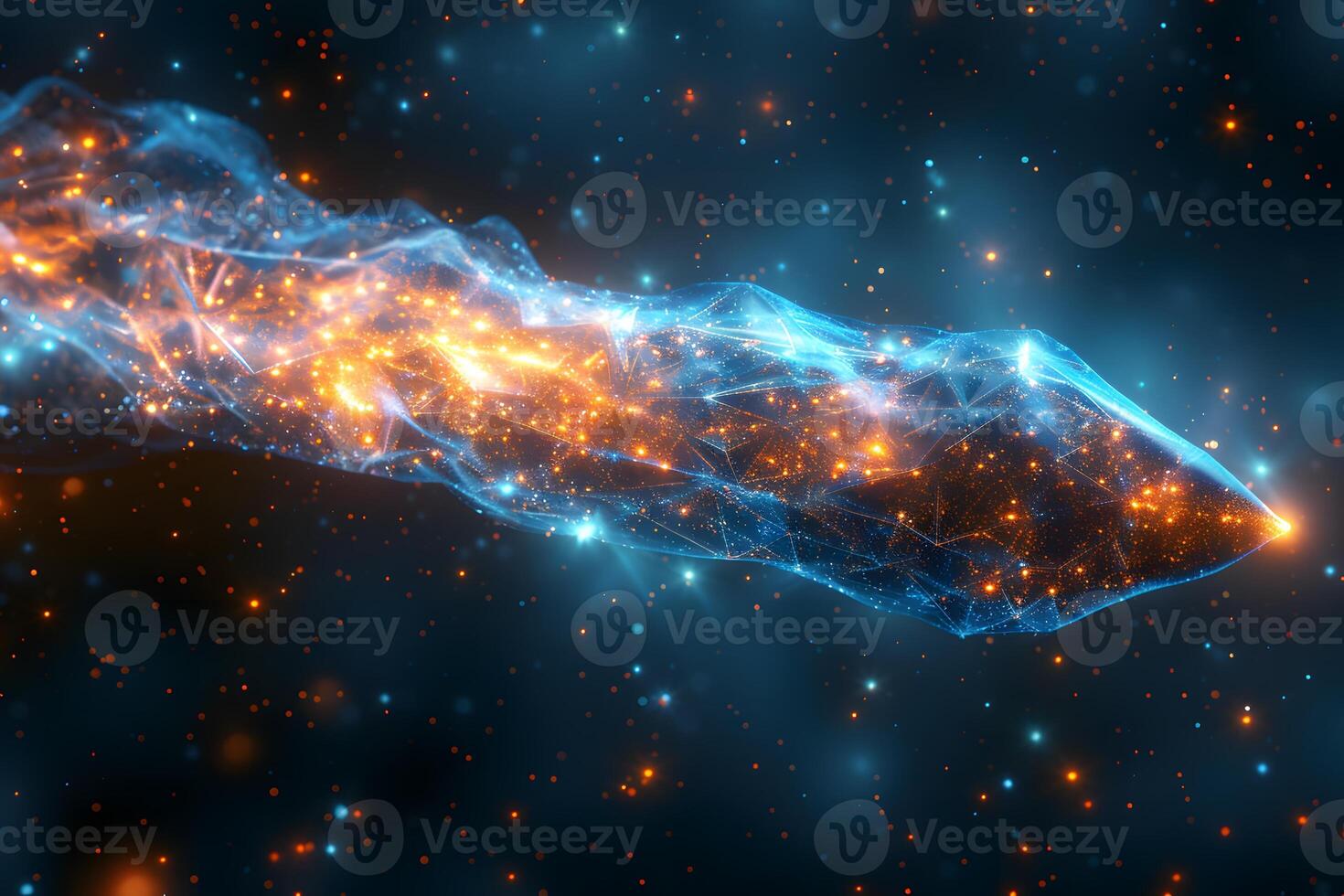 Futuristic Digital Energy Stream with Glowing Neon Particles for Technology Design photo