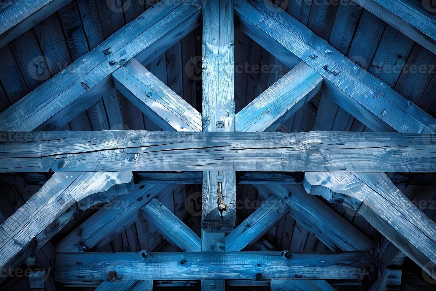 Architectural Design Rustic Wooden Beams in Traditional Roof Structure photo