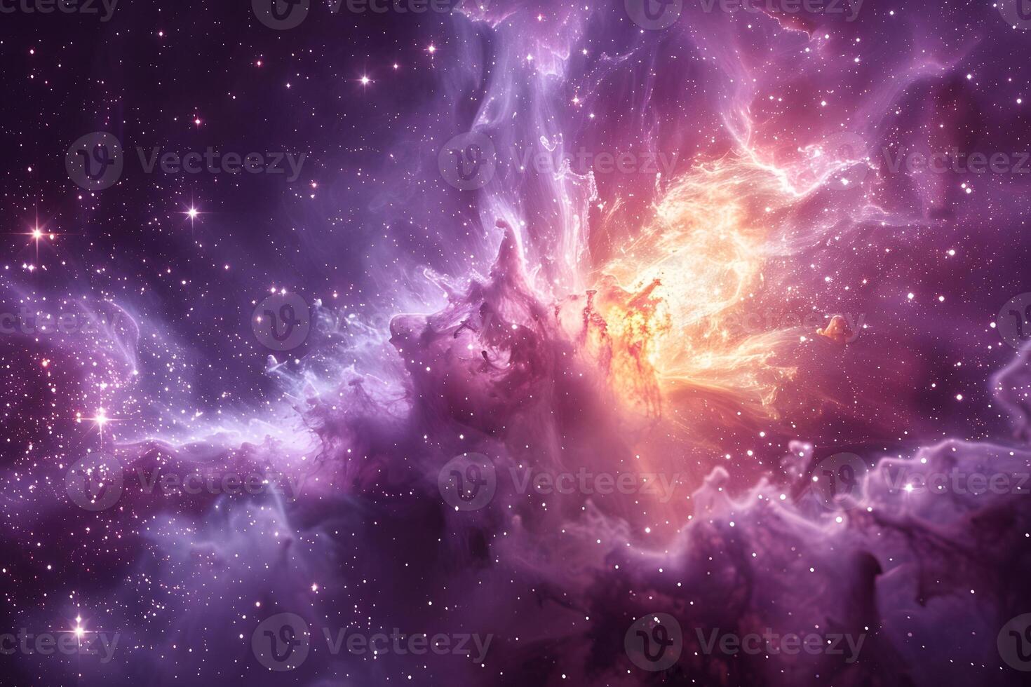 Ethereal Cosmic Nebula with Vibrant Colors and Starry Sky - Perfect for Science and Astronomy Designs photo