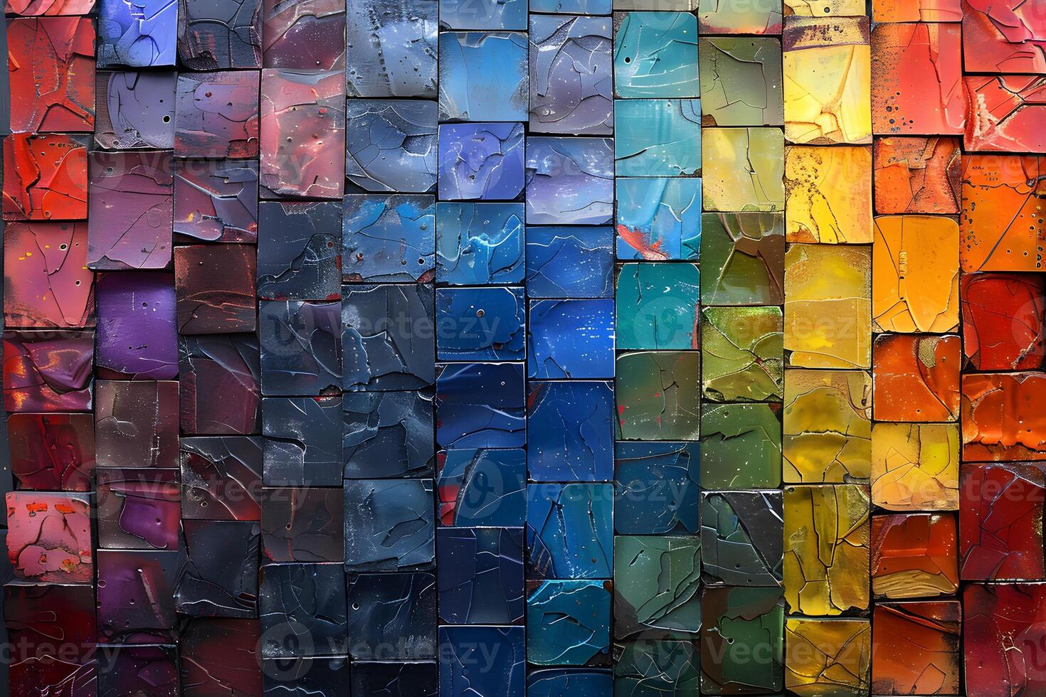 Vibrant Abstract Mosaic Art with Multicolored Textured Tiles for Modern Design photo