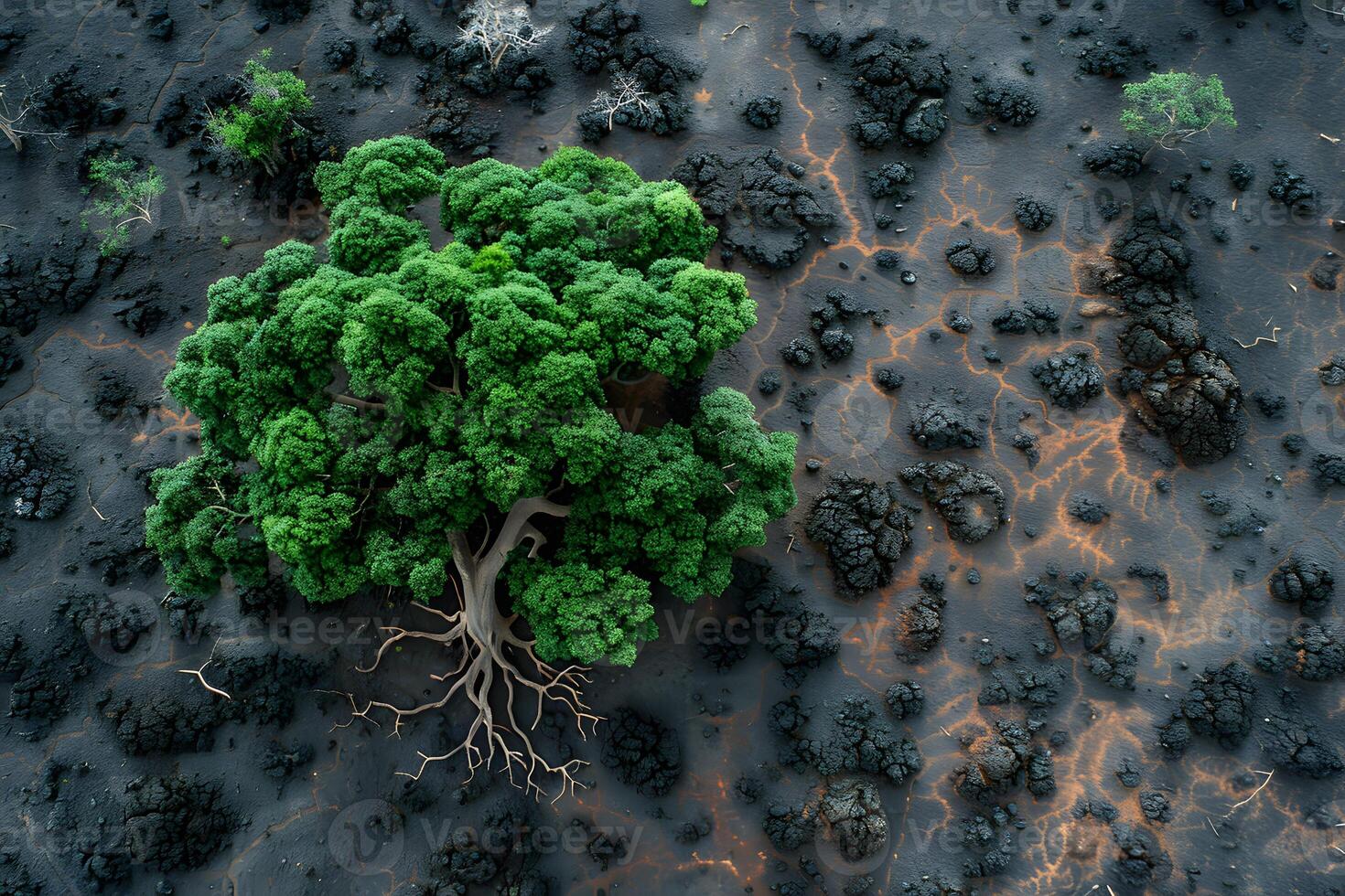 Resilient Tree in Volcanic Landscape for Nature and Environment Themes photo