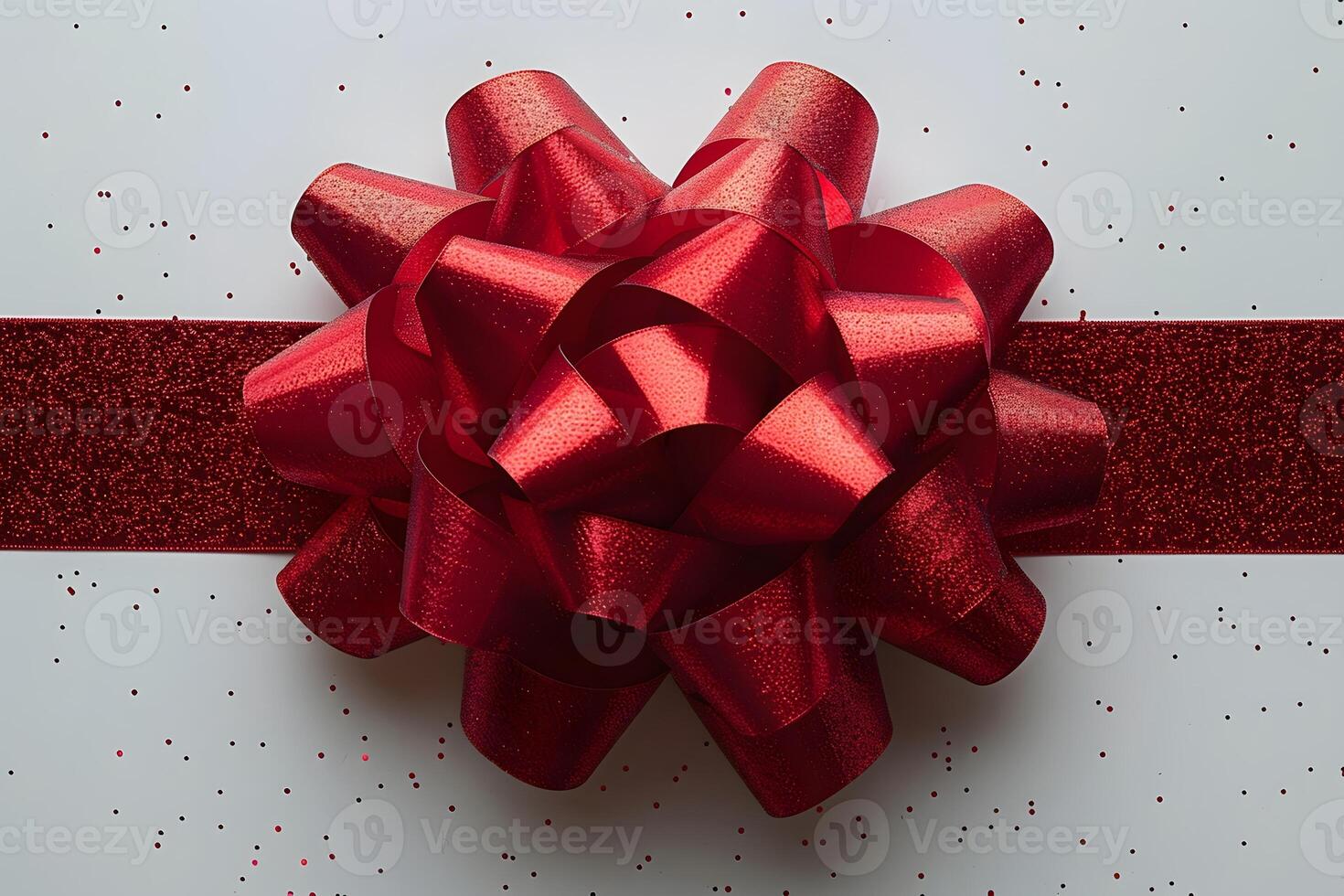 Festive Red Gift Bow on Sparkling Background for Holiday Celebrations and Gift Wrapping Design photo