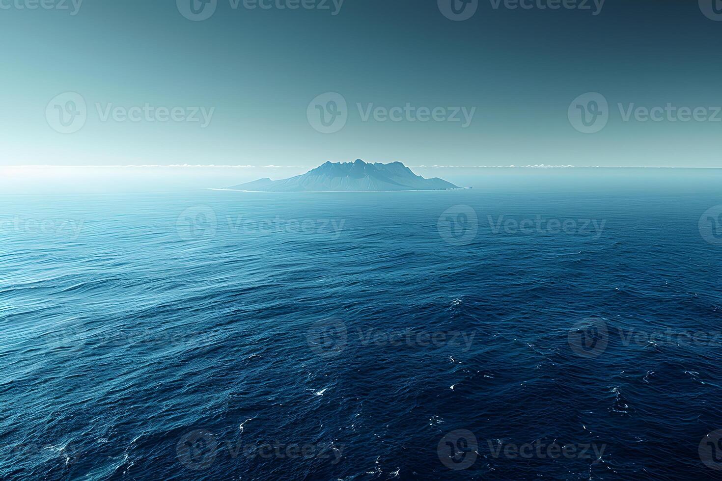 Secluded Island Across Pristine Ocean Horizon for Tranquil Travel Concepts and Nature Posters photo
